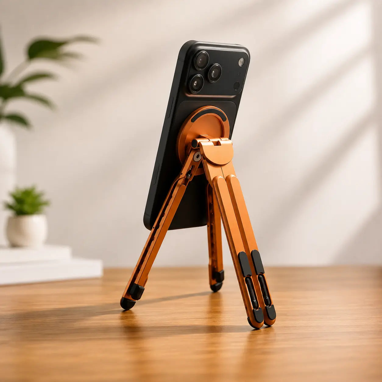 Magnetic phone mount and adjustable stand for hands-free use