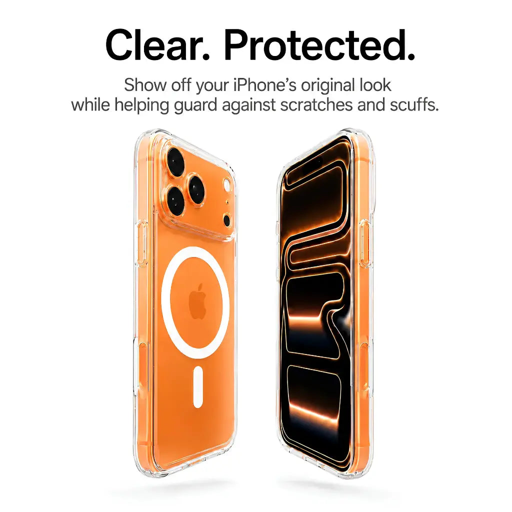 Clear magnetic iPhone case with lightweight protective construction