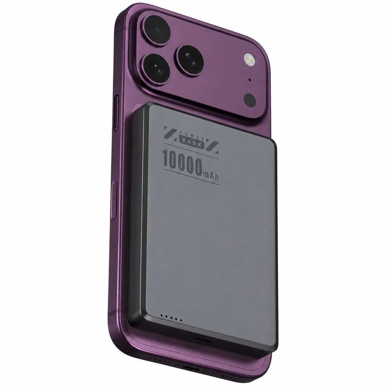Midnight Black slim magnetic power bank on a phone with a larger battery #color_Midnight Black