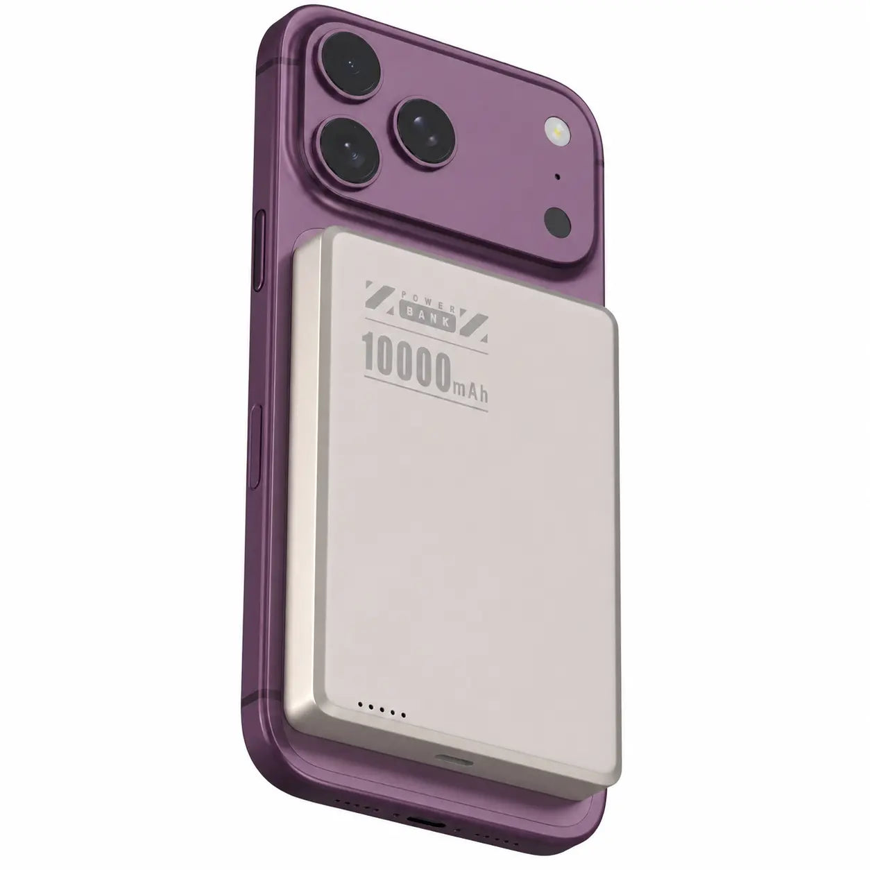 Titanium Stone Gray slim magnetic power bank on a phone with a larger battery #color_Titanium Stone Gray