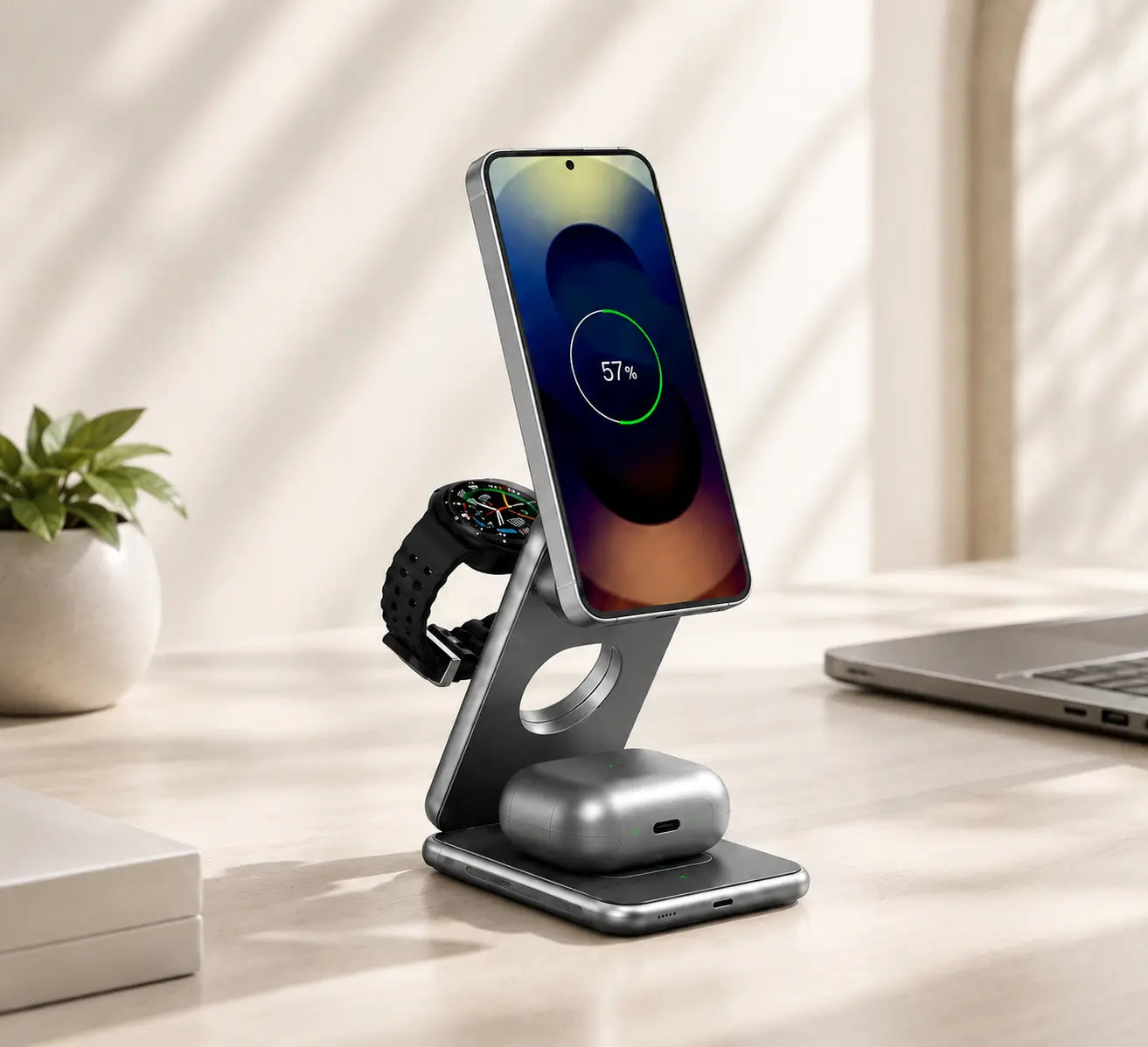Foldable 3-in-1 travel charger for Samsung Galaxy devices