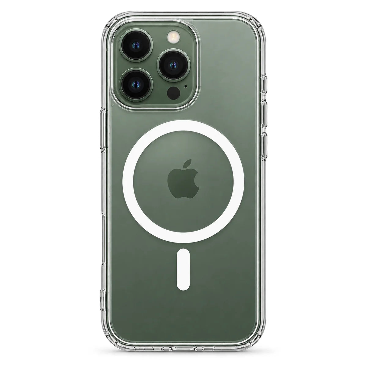 Clear magnetic phone case showing the handset's rear cameras and transparent edges. #iPhone Model_iPhone 13 Pro