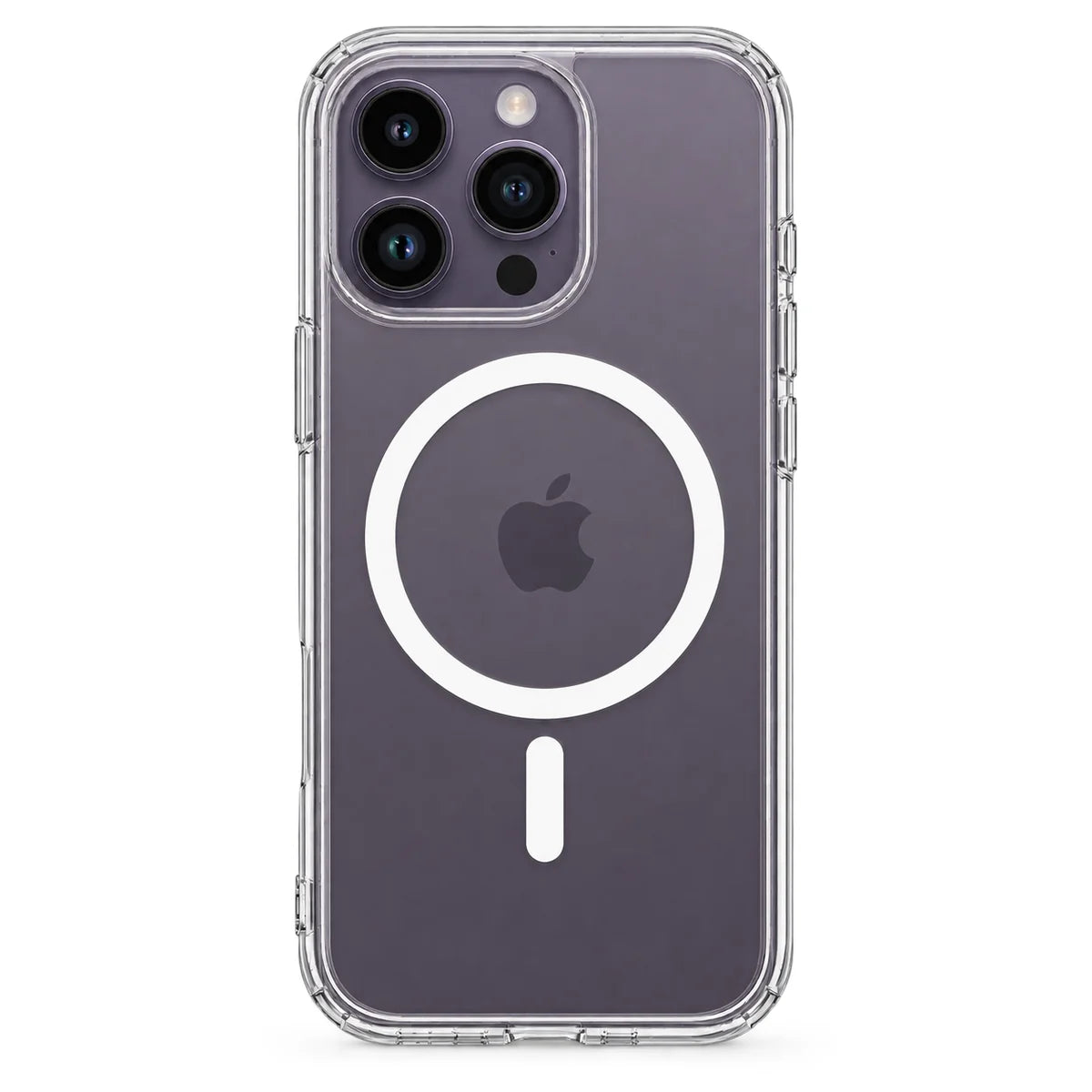 Clear magnetic phone case showing the handset's rear cameras and transparent edges. #iPhone Model_iPhone 14 Pro Max