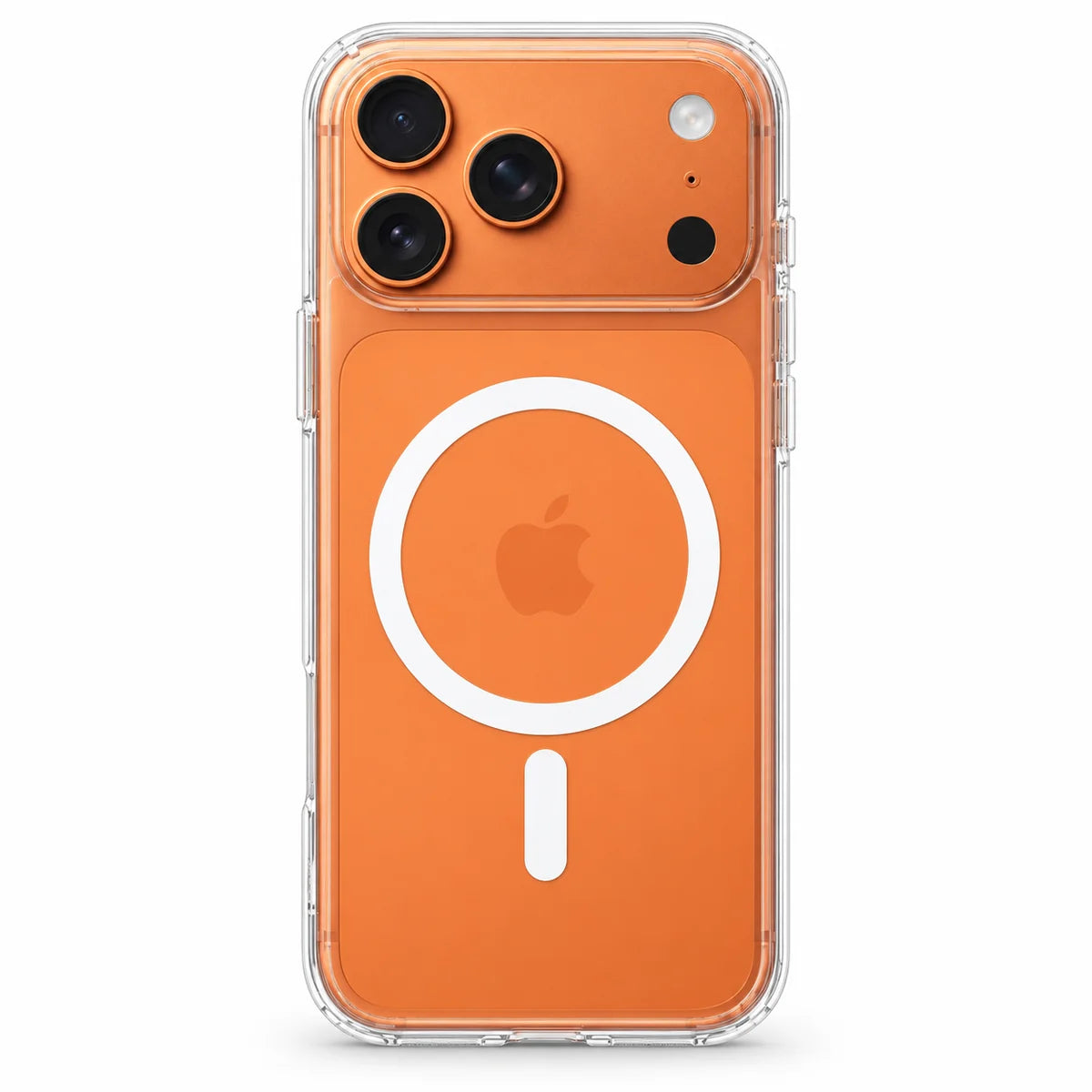 Clear magnetic phone case showing the handset's rear cameras and transparent edges. #iPhone Model_iPhone 17 Pro