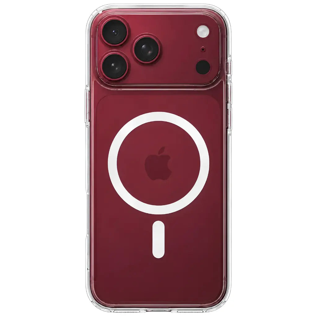 Clear iPhone case with MagSafe-compatible magnetic alignment