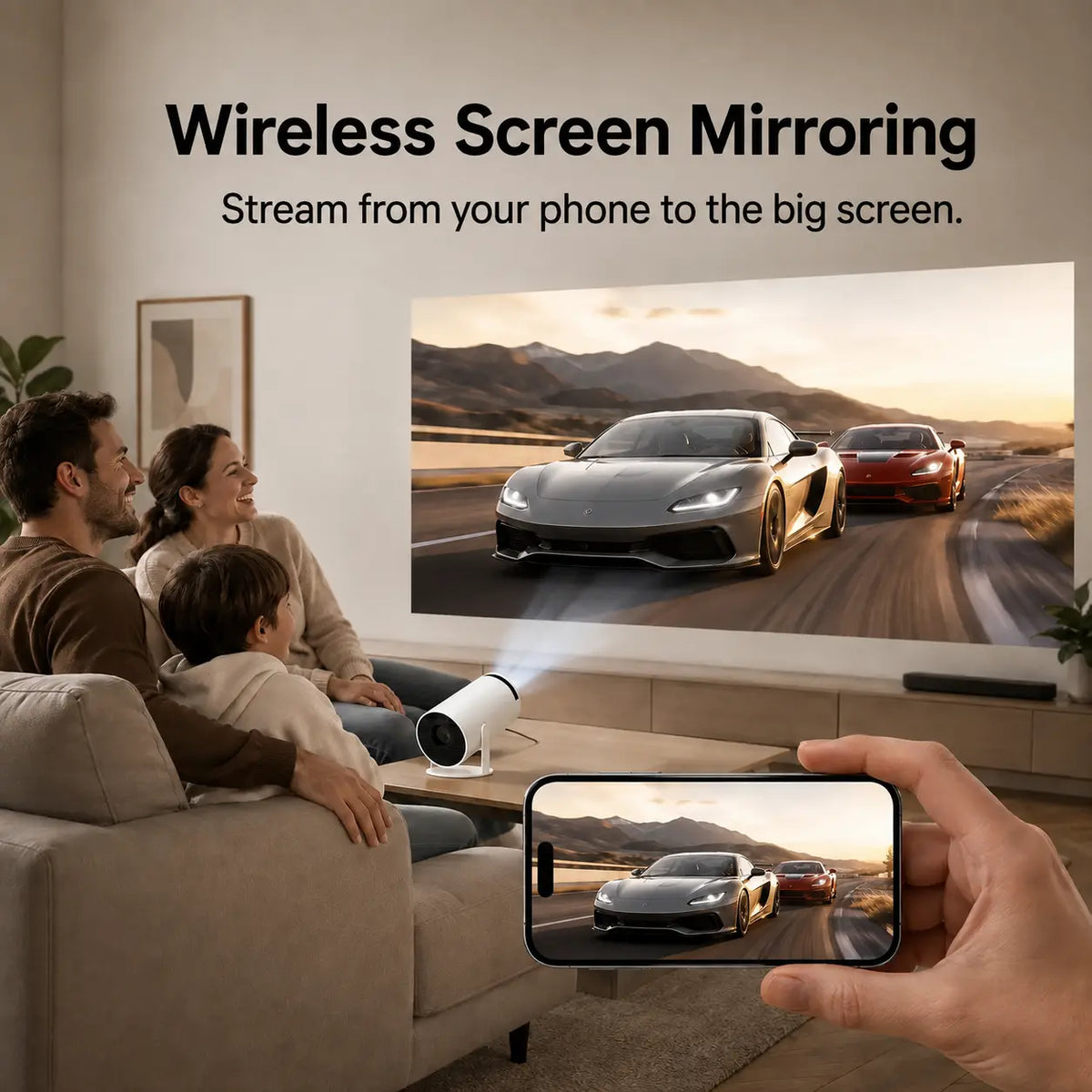 Mini projector for bedroom movies and streaming