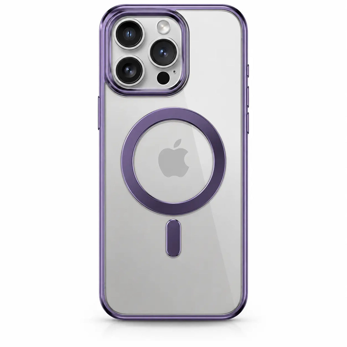 Lavender tinted magnetic phone case with triple camera openings, shown from the back on white #color_Lavender