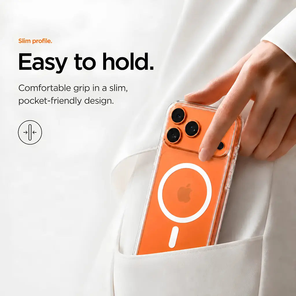 Transparent iPhone case with MagSafe-compatible magnetic charging