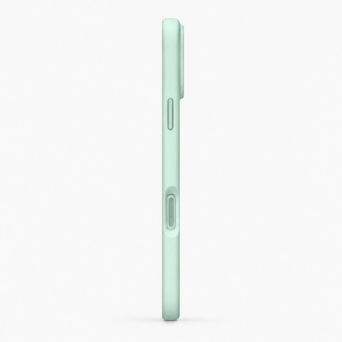 Mint green silicone phone case shown in a slim side view #color_Mint Green
