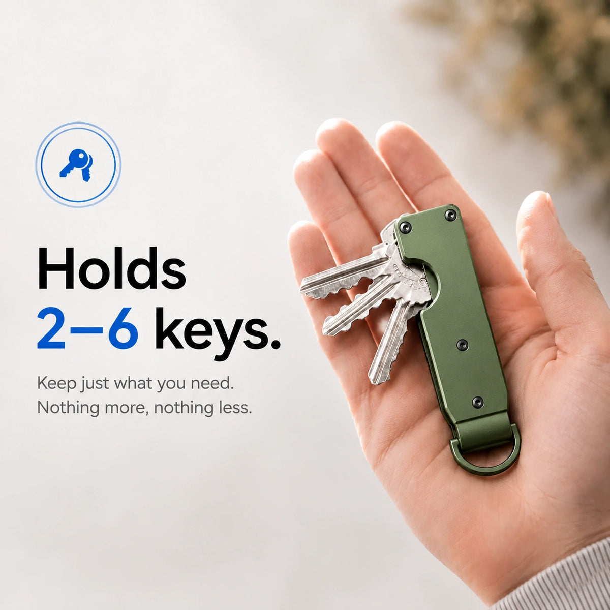 Spring Green compact tracking key organizer holding several keys in a palm #color_Spring Green